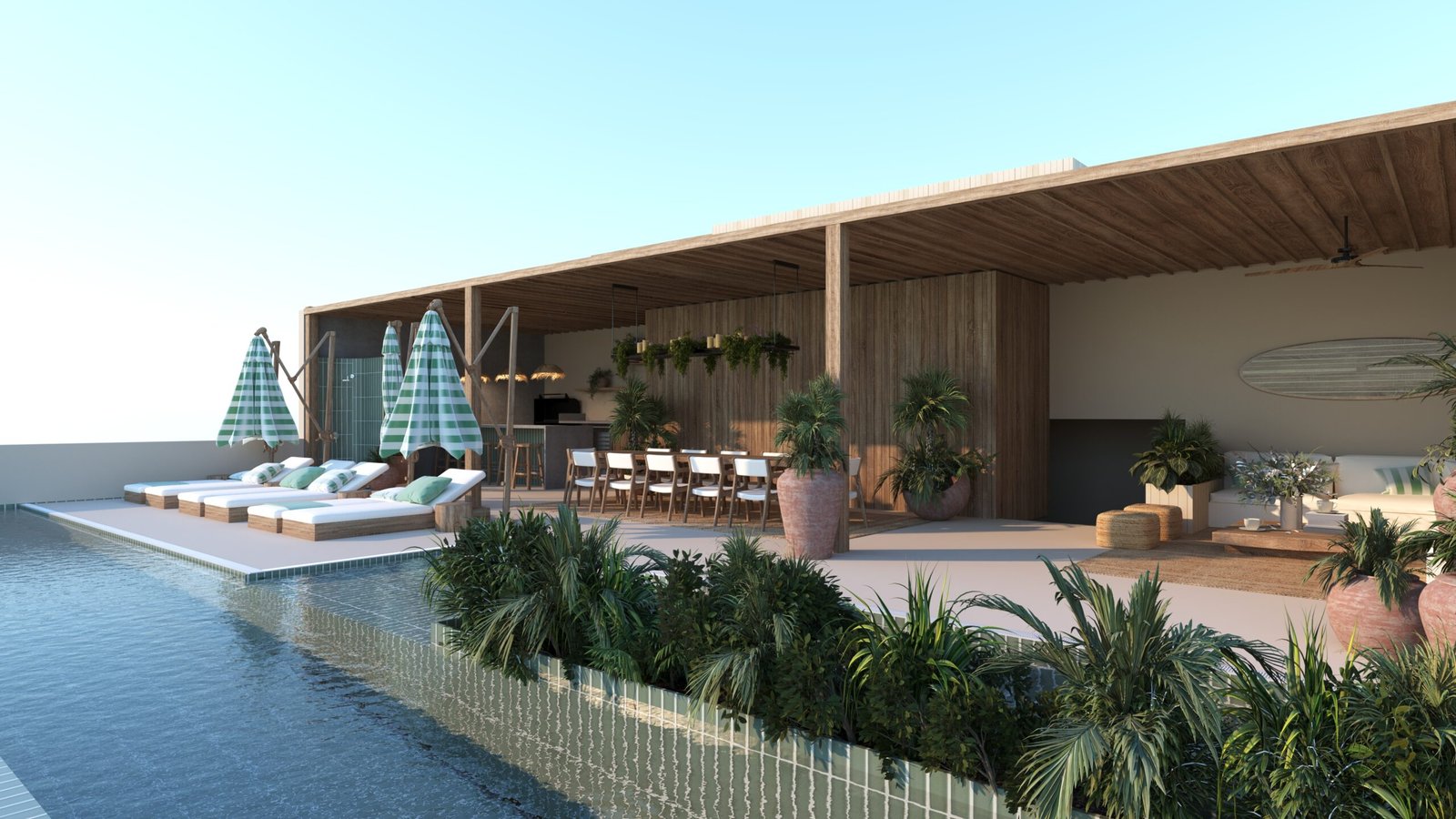 Olas Bocana, La Bocana, Oaxaca. Pool terrace by Studio954.