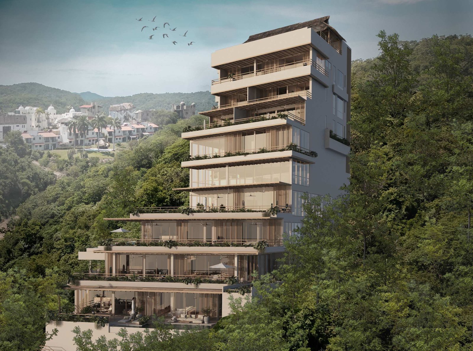 Oceanside Residences, Tangolunda, Oaxaca. Hillside residential tower by Studio954.