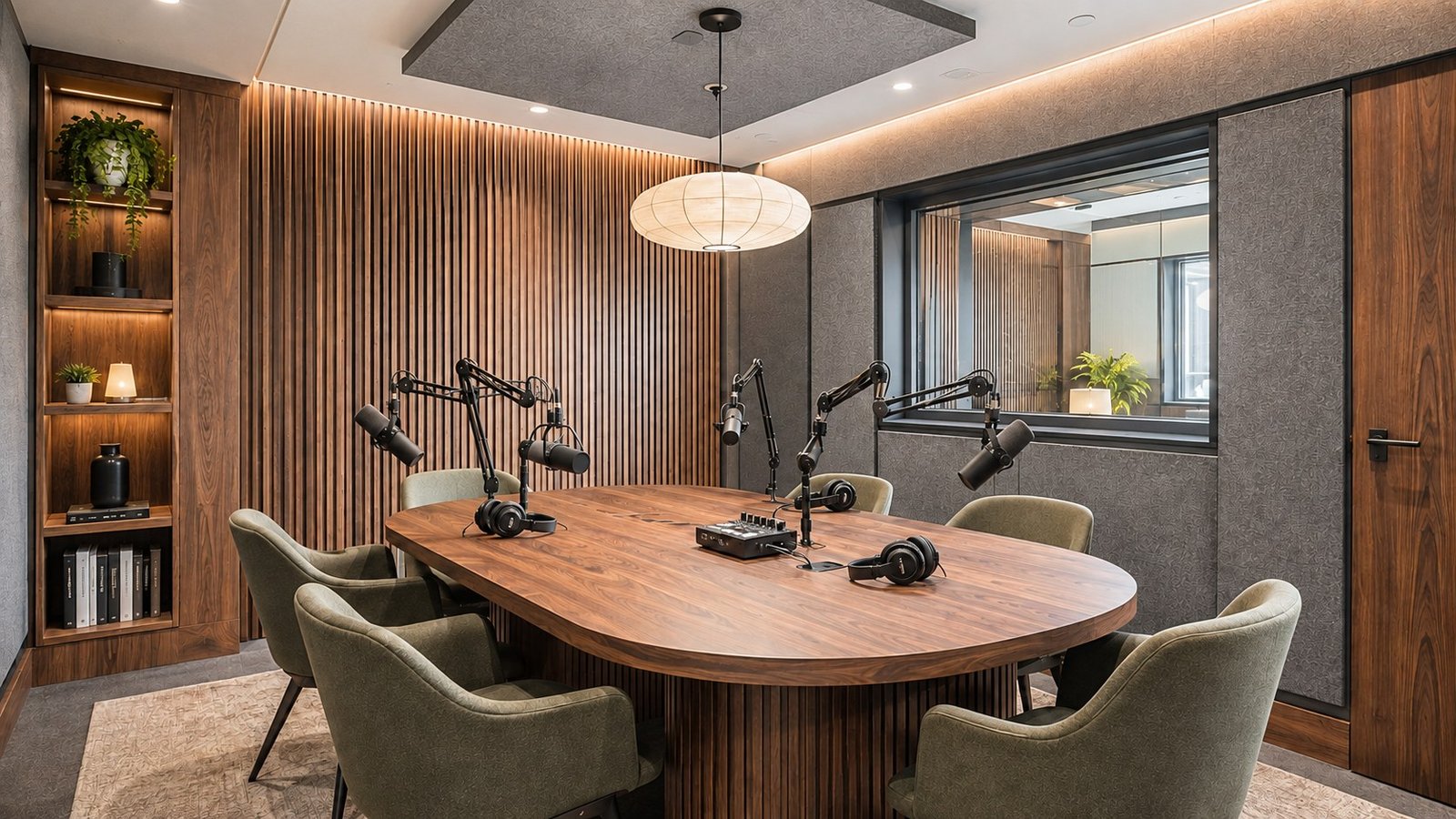 Podcast Studio. Mayfair, London. Studio design by Studio954.